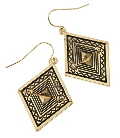 CLAIRES_AW14_Black & Gold Geometric Earrings