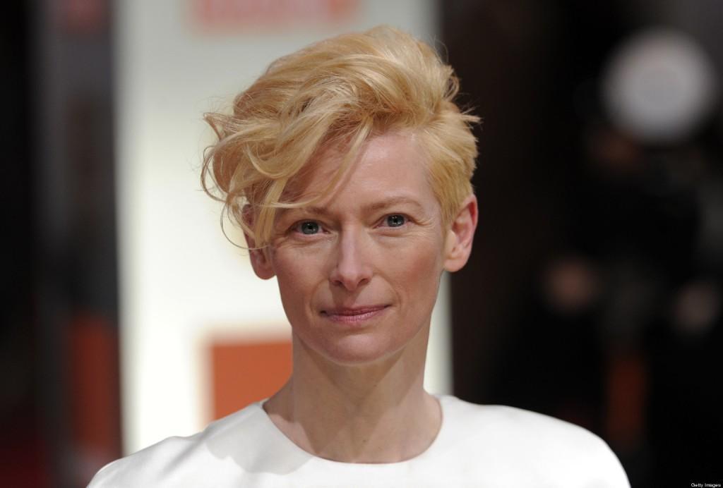 British actress Tilda Swinton poses on t