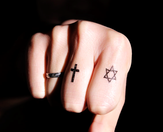 4 pcs hexagram  cross temporary tattoo stickers - tattoos - makeup - women free shipping-f71911