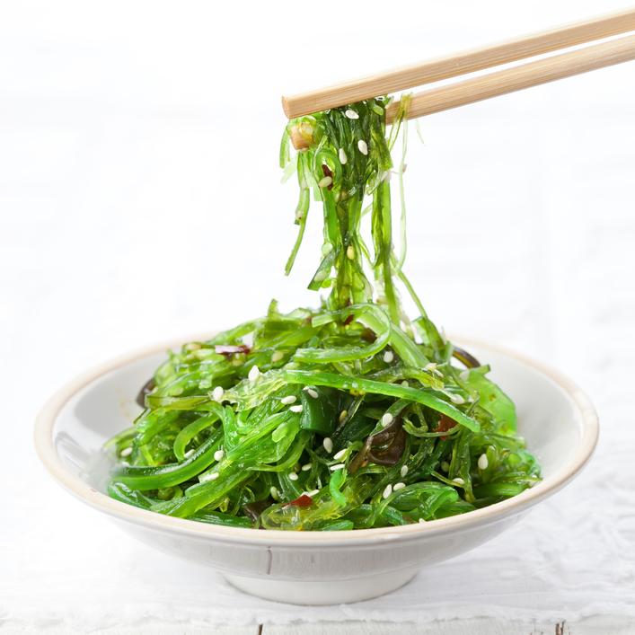 Bowl of Seaweed Salad sprinkled with Sesame Seeds