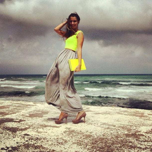 uhpyrg-l-610x610-dress-maxi-neon-yellow-grey-skirt--beach-elegant-neon+yellow