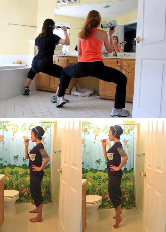 9.-Do-squat-holds-and-calf-raises-while-getting-ready.-11-Sneaky-Ways-To-Burn-More-Calories-Every-Day