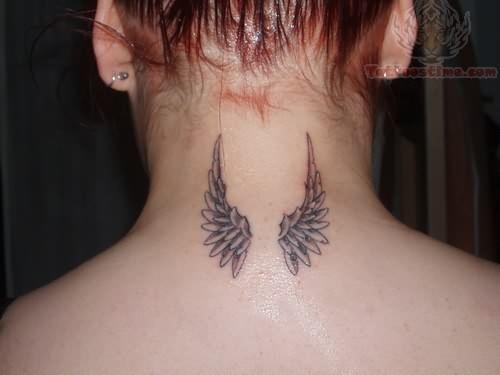 small-angel-wings-back-neck-tattoo