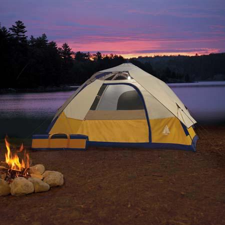 tent and campfire