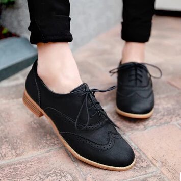 Big-Size-34-43-Fashion-Casual-Lace-Up-Round-Toe-Women-Oxford-Shoes-Flats-Boyfriends-Shoes