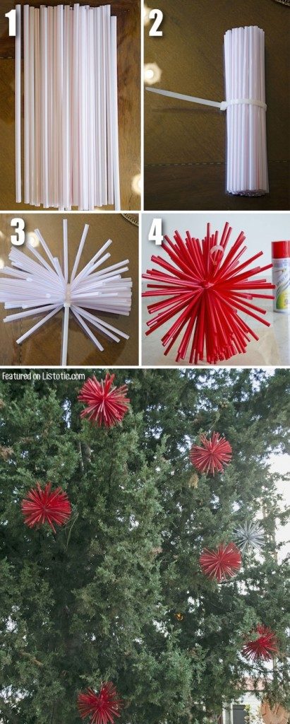 15.-Make-extra-large-ornaments-with-straws-and-spray-paint.-Awesome-DIY-Christmas-decor-idea-29-Cool-Spray-Paint-Ideas-That-Will-Save-You-A-Ton-Of-Money