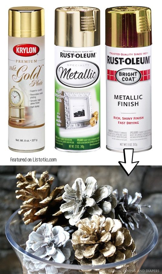 7.-Spray-paint-pinecones-for-pretty-Christmas-decor-29-Cool-Spray-Paint-Ideas-That-Will-Save-You-A-Ton-Of-Money