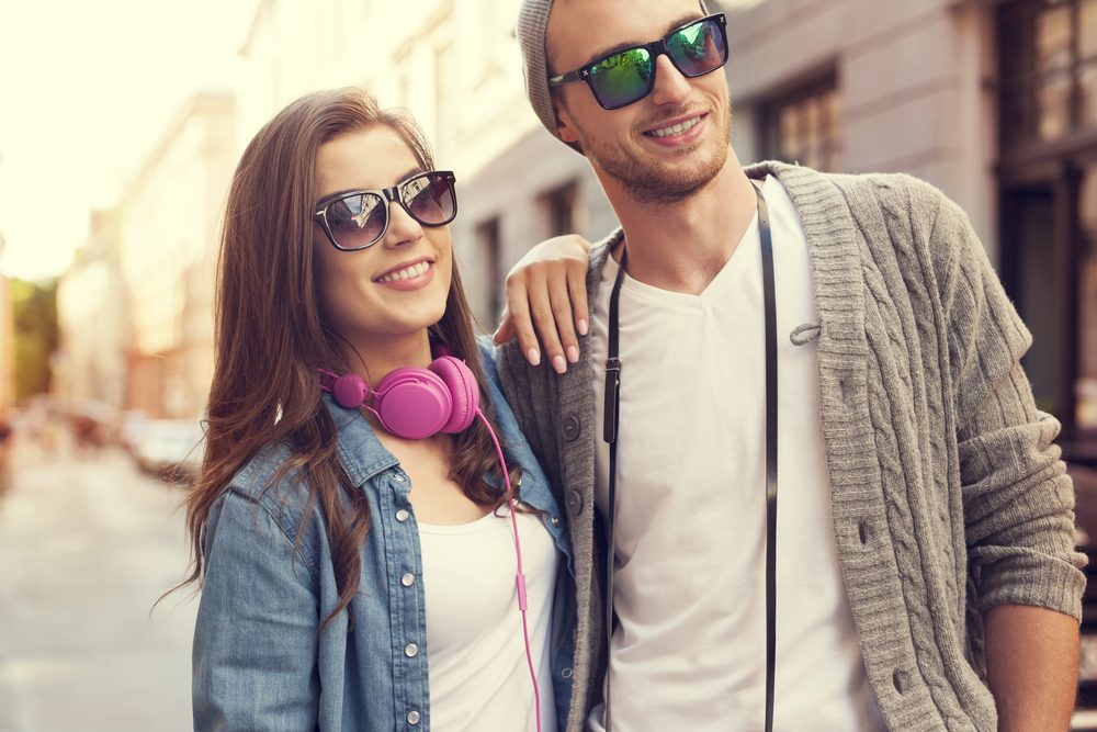 Happy couple in the city