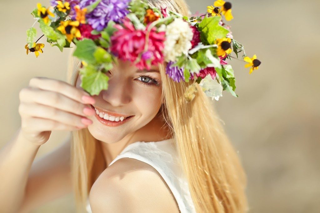 beautiful woman in flowers