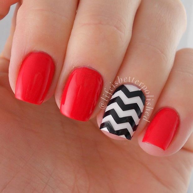 Easy-Black-and-Red-Nail-Design-for-Short-Nails