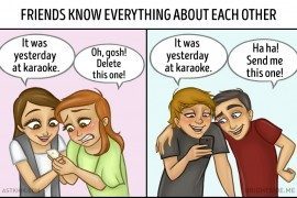 9 zabawnych rysunków o DAMSKIEJ i MĘSKIEJ przyjaźni